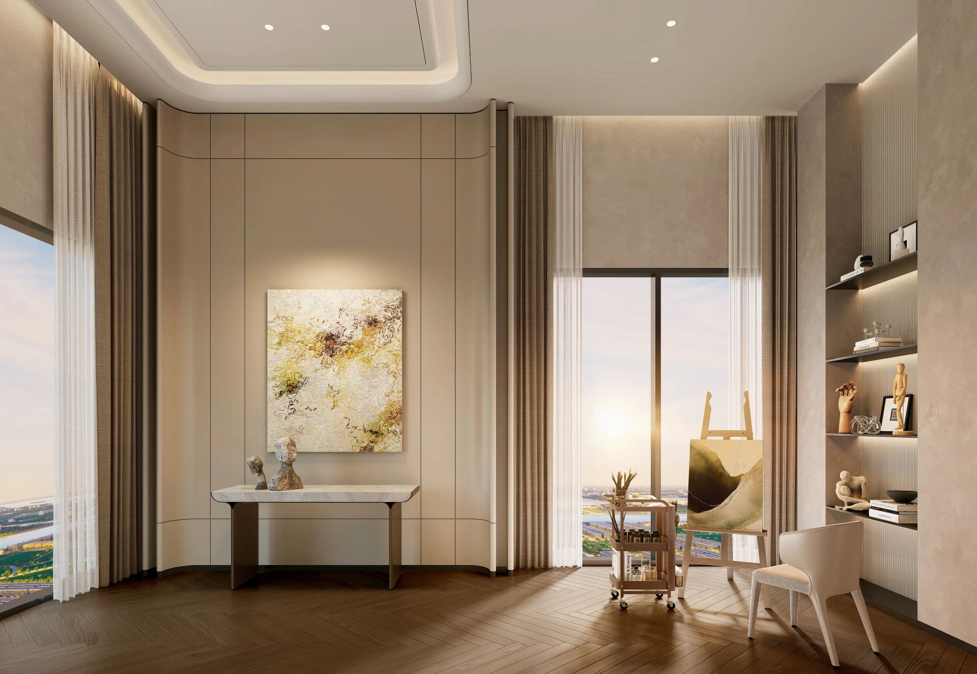 Phối cảnh Gallery – không gian trưng bày nghệ thuật thuộc Clubhouse tại LUMIÈRE Essence Peak.