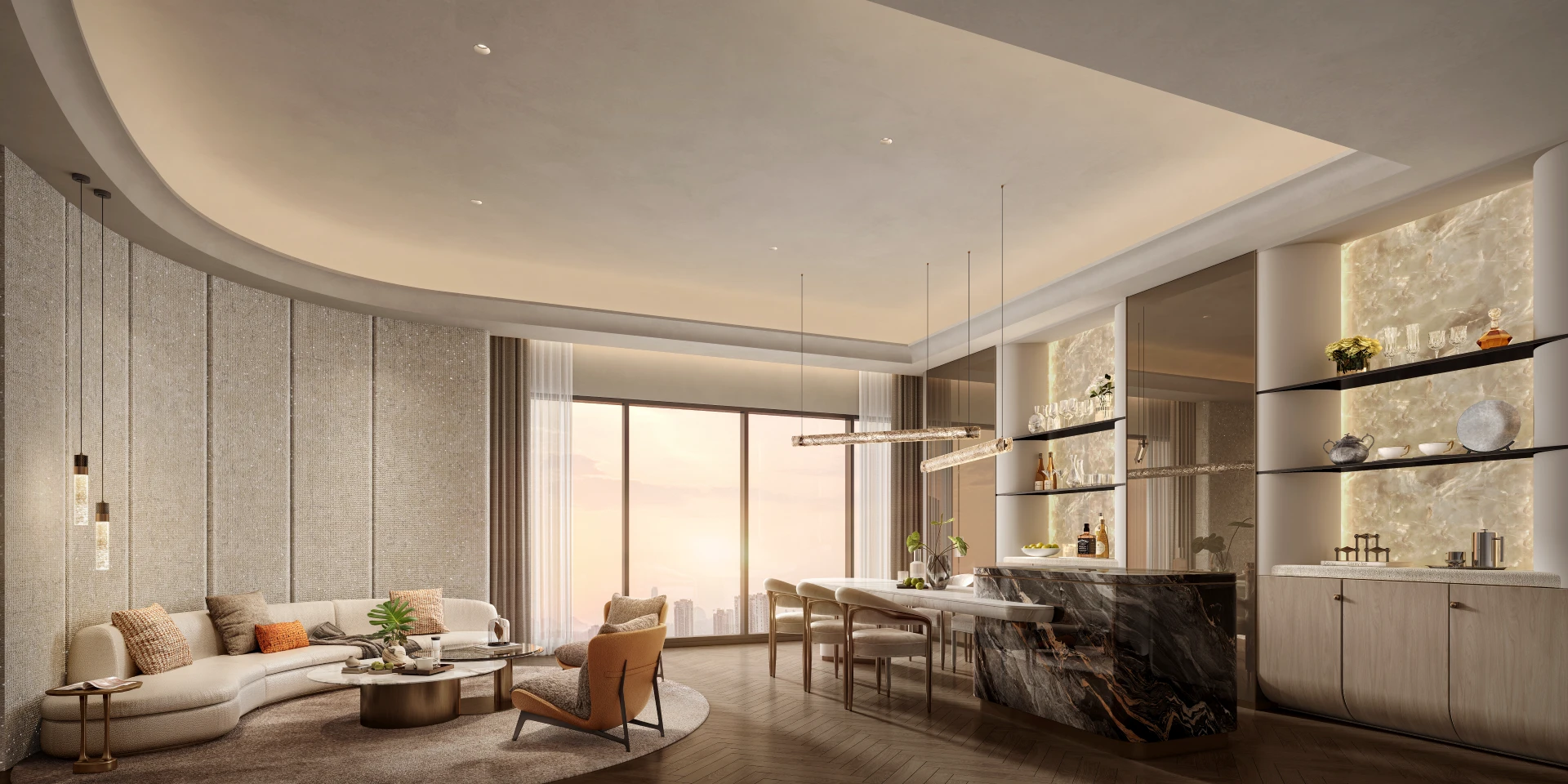 Phối cảnh Business Lounge – không gian tiếp khách và gặp gỡ tại LUMIÈRE Essence Peak.