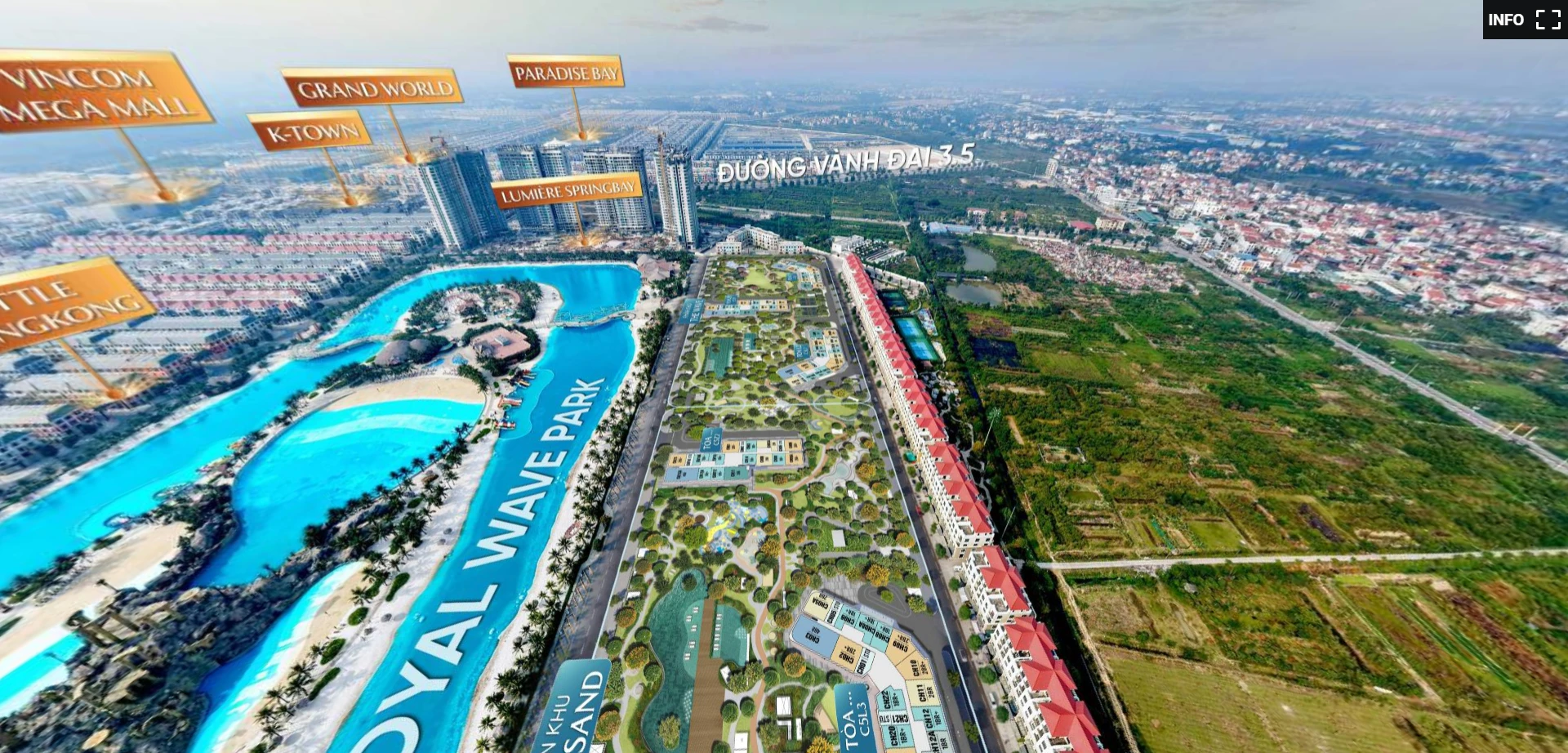 View 360 Masteri Grand Coast hướng LUMIÈRE SpringBay và Vành đai 3.5