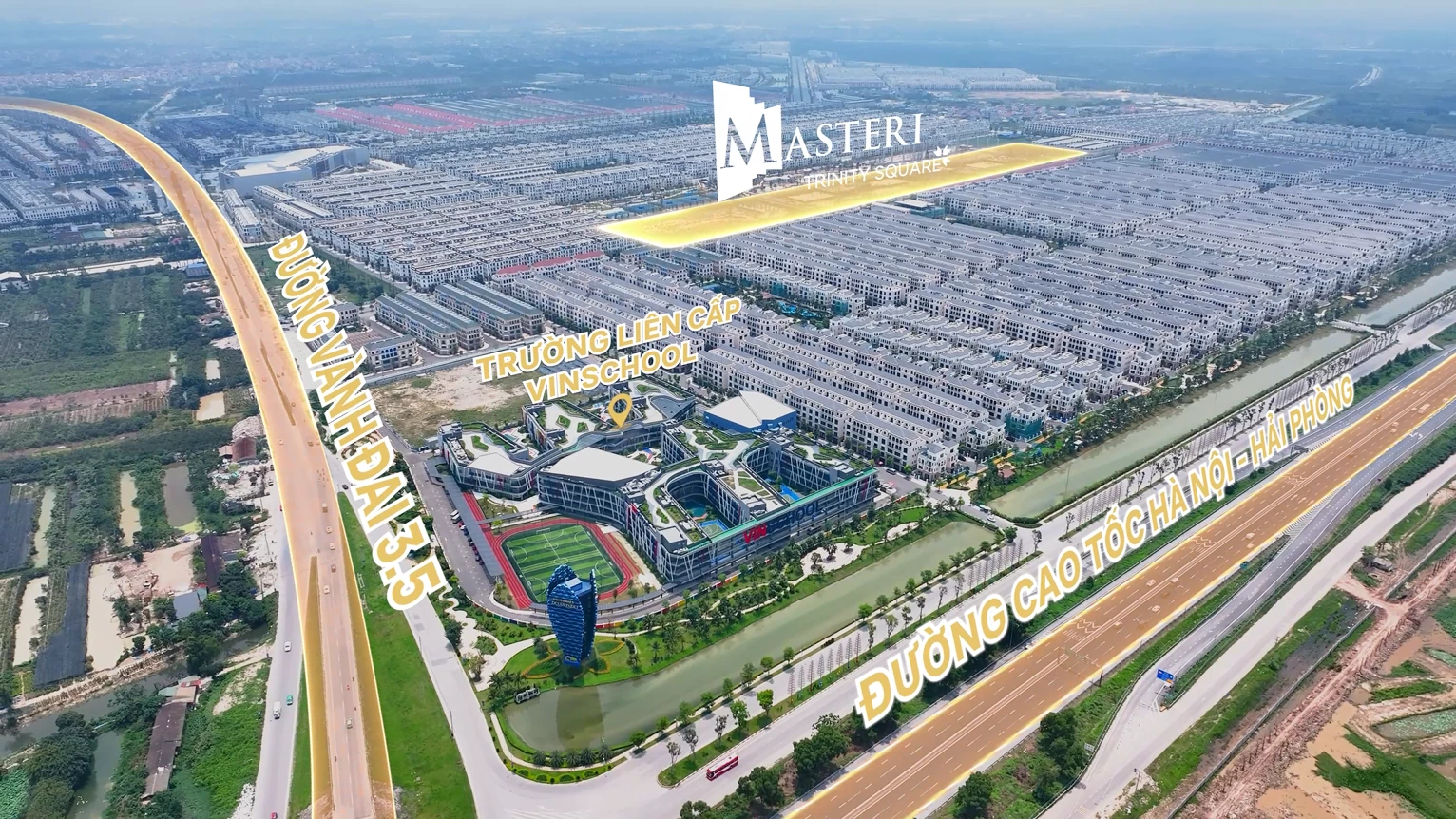 Ảnh vị trí Masteri Trinity Square trong Ocean Park 2 cạnh Vinschool và các trục giao thông lớn