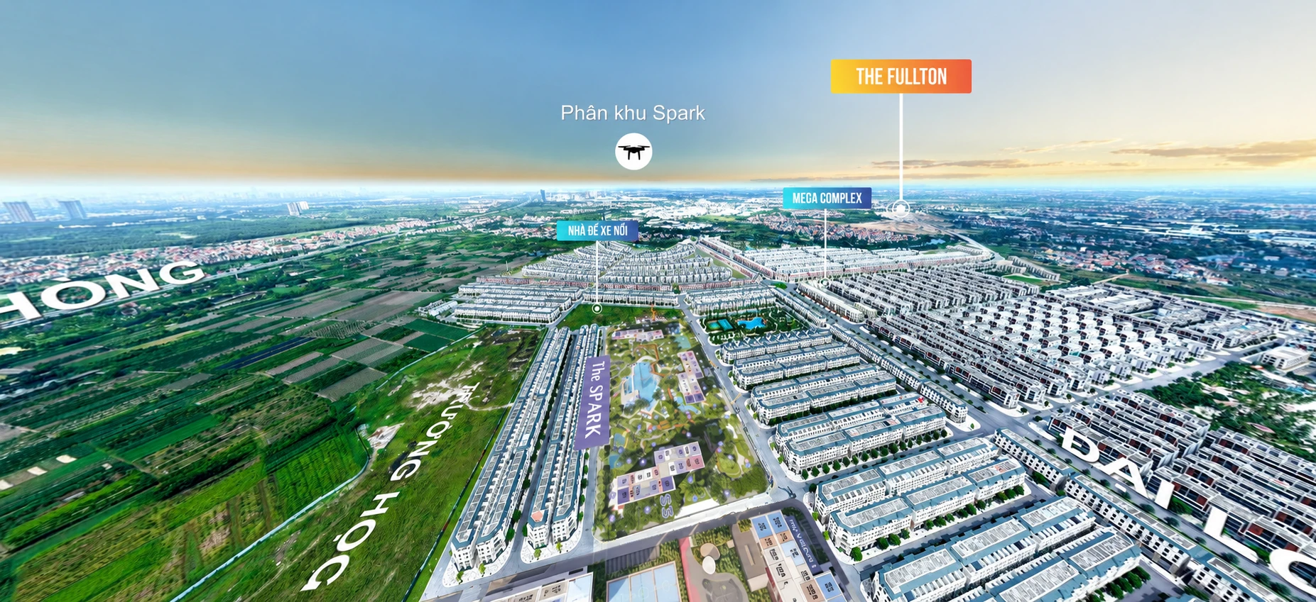 View 360 phân khu The Spark Masteri Era Landmark hướng khu Thời Đại, trường học và Mega Complex